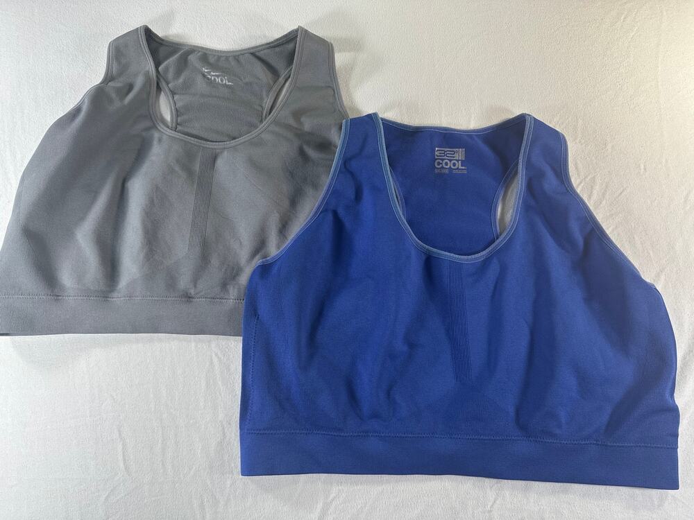 Sports Bras XXL Blue Gray Racerback Seamless 2-Pack